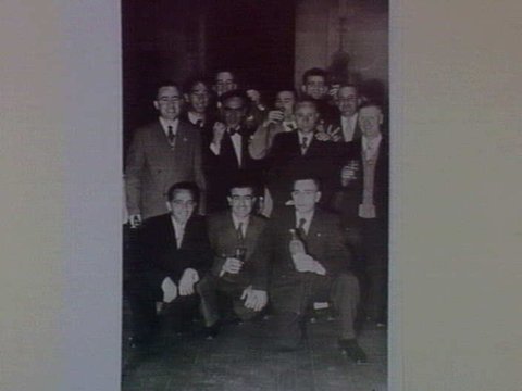 Maltese shipwrights at a wedding at North Melbourne Town Hall. Melbourne, 1953