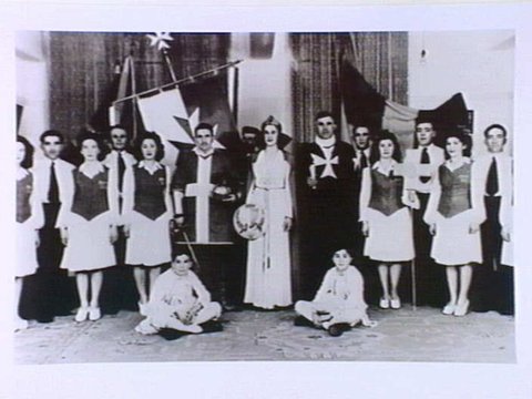 The Malta group participating in the Pageant of Nations, Melbourne Town Hall, August, 1945