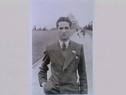 Charles Cassar after the Anzac Day march, Melbourne, 1949