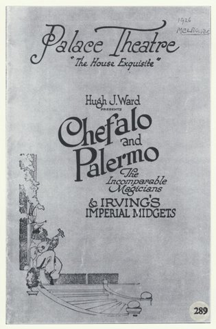 Photograph of programme cover for Chefalo in Melbourne, 1900–99