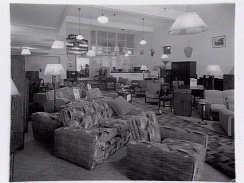 Interior, furniture store, possibly Amalgamated retailers, Collingwood, c. 1940