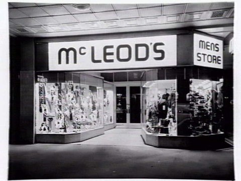 McLeod's Mens Store, 331 Bourke Street, Melbourne, shopfront at night, c. 1941