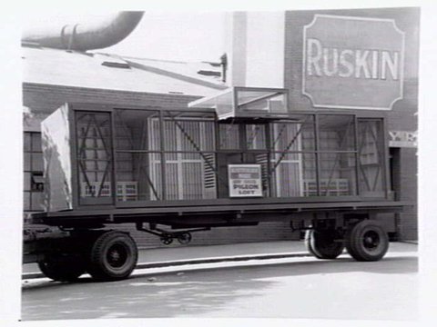 Australian made Army Carrier Pigeon Loft outside Ruskin Motor Bodies, West Melbourne, c. 1943