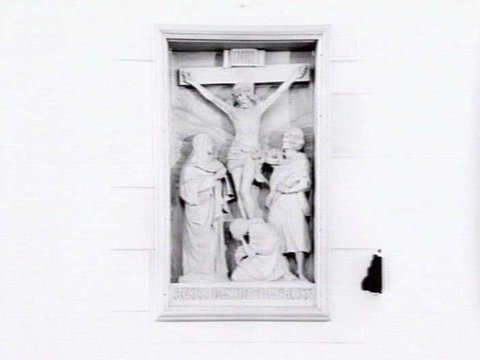 Relief sculpture entitled "Jesus dies on the cross", at Newman College Chapel in the grounds of University of Melbourne, 1935