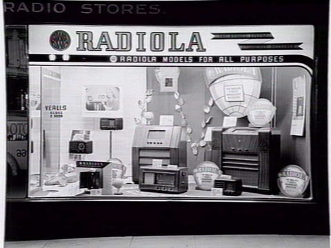 Vealls Pty. Ltd., 243 Swanston St. Melbourne. Radiola window display, 1948