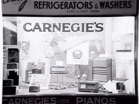 Carnegie & Co. Pianos, 106 Elizabeth St. Melbourne. Radiola display, 1948