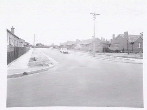 Housing Commission of Victoria houses on the corner of Burt and Separation Streets, Northcote, 1949