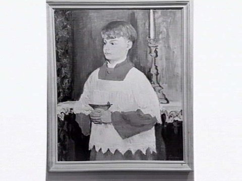 Portrait of an altar boy exhibited in the Georges' Gallery, Georges', 162 Collins St. Melbourne, by Lina Bryans, 1948