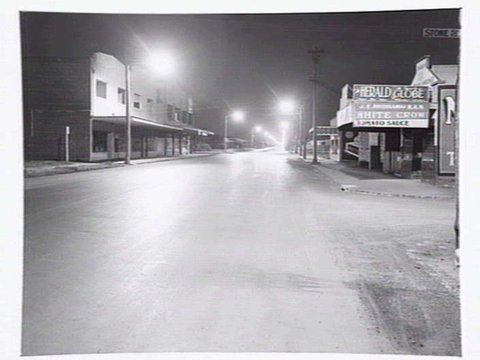 Cnr. Stone St., and Williamstown Rd., Williamstown at night, 1949