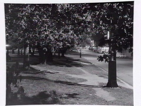Maroondah Hwy. (Whitehorse Rd.), Box Hill at night, near cnr. Station St, 1949