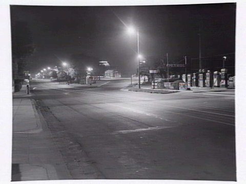 Maroondah Hwy., Box Hill at night, 1949