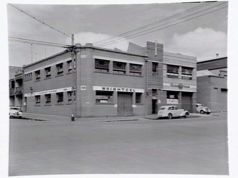 Exterior of 133 and 135 Queensberry St., North Melbourne, Wrightcel, paper bag manufacturers and Underwood Engines, 1949