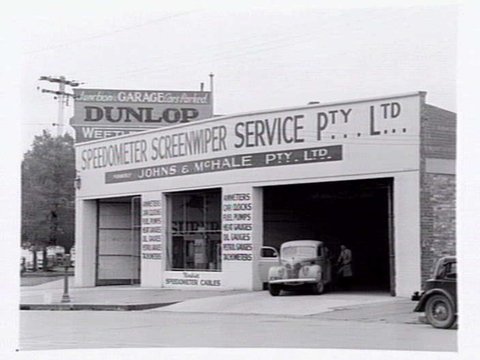 Speedometer Screenwiper Service P/L, formally Johns & McHale P/L garage, 553 Elizabeth St., Melbourne, c. 1950