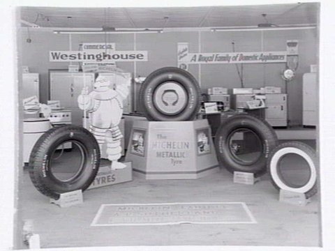 Michelin Exhibit, A. P. Sutherland at Royal Melbourne Show, 1950, c. 1950
