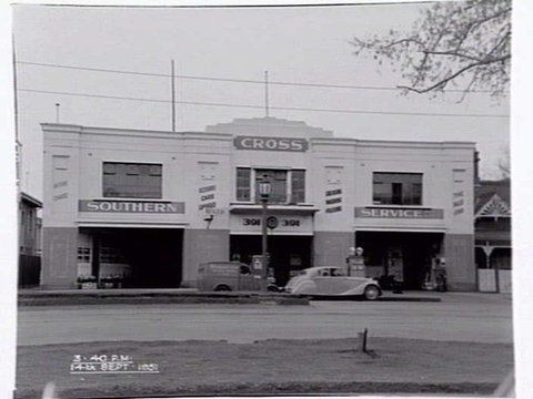 Southern Cross Service P/L Service Station, Toorak Road, South Yarra, Vic, 1951
