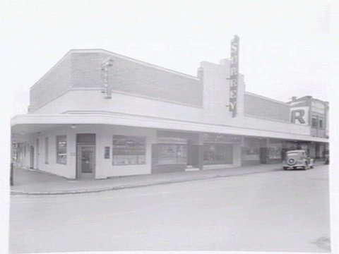 Exterior, Surrey Picture Theatre, 142-146 Union Road, Surrey Hills and office of Dimmick & Long, estate agents, 140 Union Road, c. 1952
