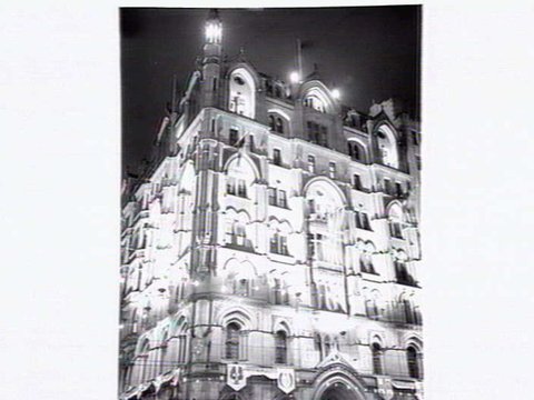 Gothic style building on the corner of Queen and Collins Sts., Melbourne, 1954