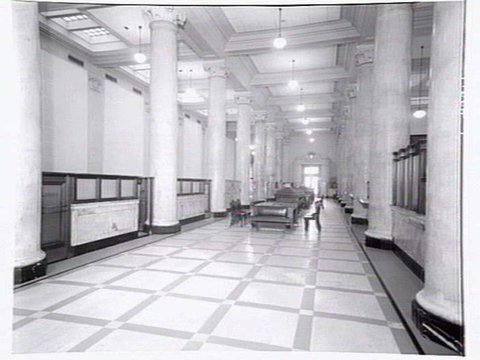 Interior of ?Commonwealth Bank, possibly Collins St., Melbourne, 1954
