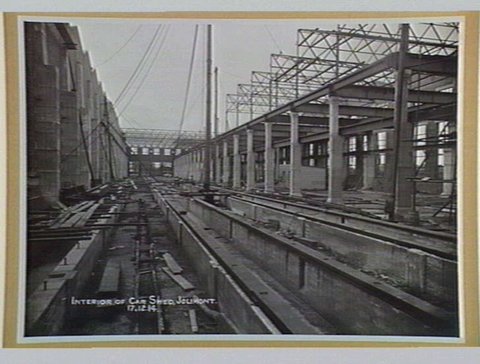 Interior of Car Shed, Jolimont, 1914