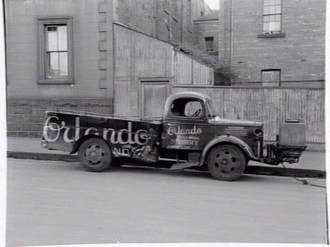 Truck belonging to G. Gramp and Sons Cellars, of 623 Collins Street, fitted with gas producer unit, c. 1943