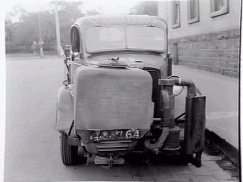 Truck belonging to G. Gramp and Sons Cellars, of 623 Collins Street, fitted with gas producer unit, c. 1943
