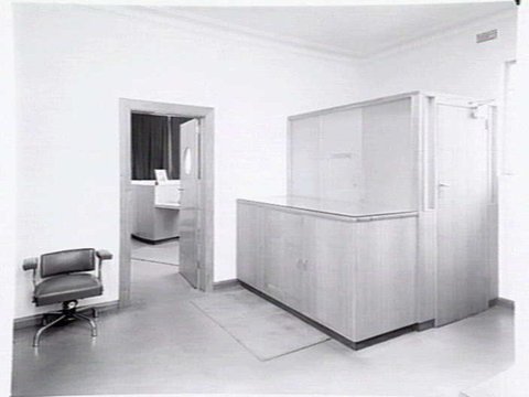 Reception and office area of S.L. Pinkus P/L, frock manufacturers, Munro St., South Melbourne, 1948