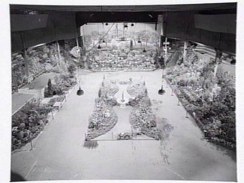 1949 Flower Show, central display by C.H. Isaac, nurseryman of 1068 Dandenong Rd., Carnegie