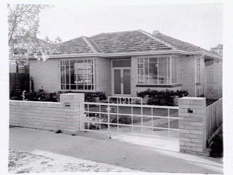 Schwitzer residence showing back patio area and front from the street, 121 Dendy St., Brighton East, c. 1949