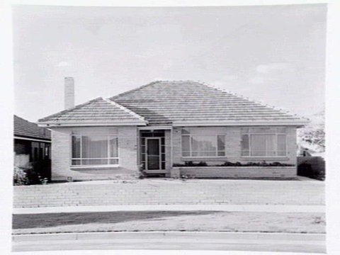 Falkenstein residence, 16 Robinson St., Brighton East, showing back patio area and front from street, c. 1949