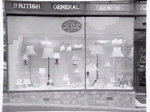 Display windows at British General Electric (BGE) store, Magnet House, 388 Bourke Street, Melbourne, c. 1952