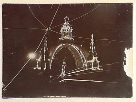 Decorations, corner of Russell and Collins Streets, c. 1901