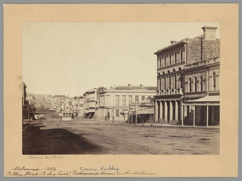 Collins Street [looking east] Treasury Building in the distance, 1859