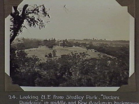 Looking N.E. from Studley Park. "Doctors Residence" in middle and Kew Asylum in background, 1929