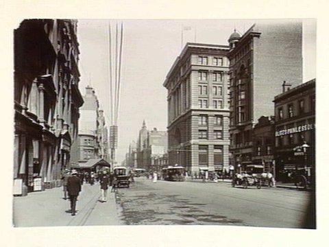 Collins Street looking west from 281 Collins Street, 1913–14