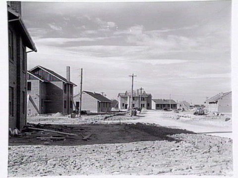Construction of duplex housing by the Housing Commission of Victoria at Port Melbourne, 1937–43