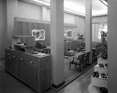 Window display and interior of Williams the Shoeman Youngsters Footwear Store, 229-31 Collins St., Melbourne, in the Arlington Chambers Building, 1948