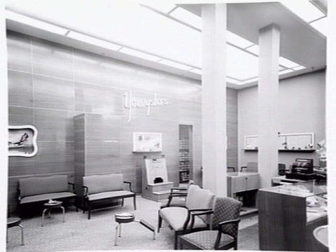 Window display and interior of Williams the Shoeman Youngsters Footwear Store, 229-31 Collins St., Melbourne, in the Arlington Chambers Building, 1948