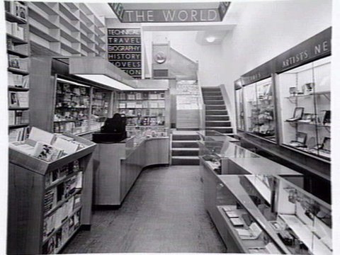 Stanley Young's P/L, newsagency, 244 Swanston St., Melbourne, showing interior and exterior, 1948