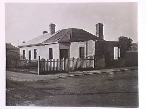 The Old Bunyip Inn, taken when being demolished, it was situated in Spring St, Geelong West, c. 1910