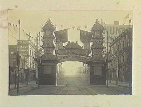 Chinese Citizens Arch over Swanston Street, Melbourne, 1901