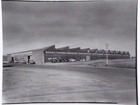 Several views of Macro Engineering, industrial and marine engineers and boilermakers, Dudley St., West Melbourne, 1950–56