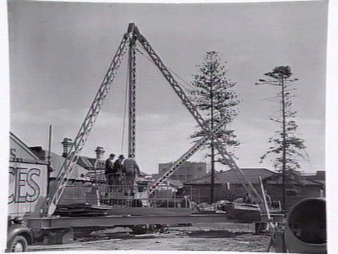 Crane excavating at Glenhuntly Rd. Caulfield, 1953