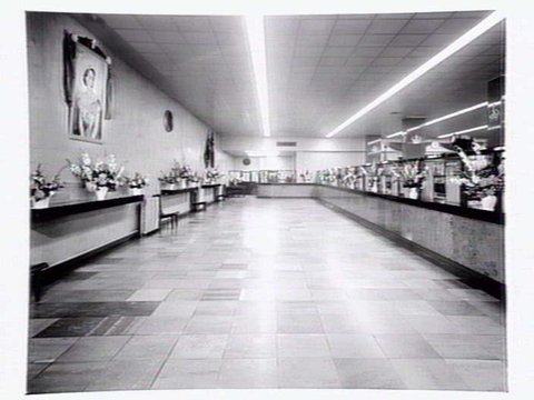 Bank in Elizabeth Street decorated for Royal visit, 1954