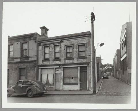 Little Lonsdale Street - north side, at corner with Finn Place, 1950