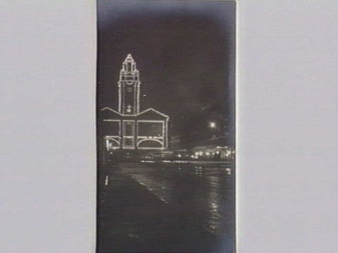 Flinders Street Station illuminated for visit of Prince of Wales, 1920