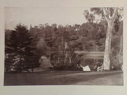 Overlooking the lake, Botanical Gardens, Melbourne, 1890
