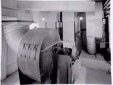 Interior of plant or boiler room at Heidelberg Town Hall, 1936