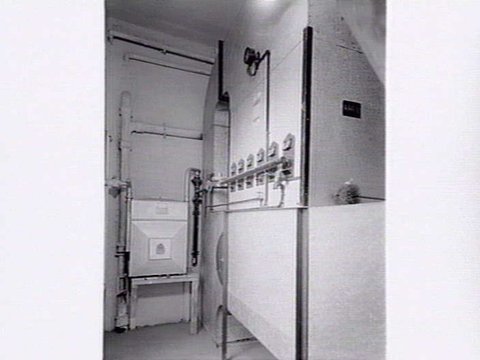 Interior of plant or boiler room at Heidelberg Town Hall, 1936