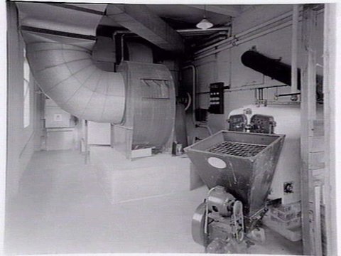 Interior of plant or boiler room at Heidelberg Town Hall, 1936