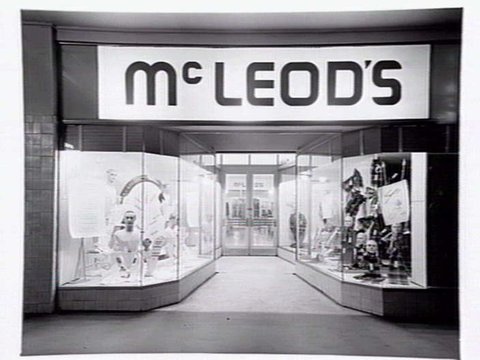 Window displays at McLeod's Mens Store, 335 Bourke Street, Melbourne, corner of Royal Arcade, c. 1946